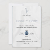 Bleu gris Enregistrer le Faire-part de mariage de (Devant)