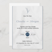 Bleu gris Enregistrer le Faire-part de mariage de  (Devant / Derrière)