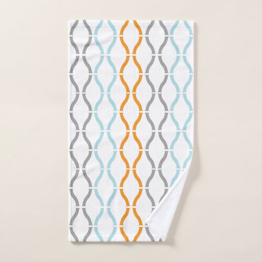 Bleu, gris et orange, rayures funèbres motif (Serviette à main)