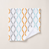 Bleu, gris et orange, rayures funèbres motif (Gant de toilette)