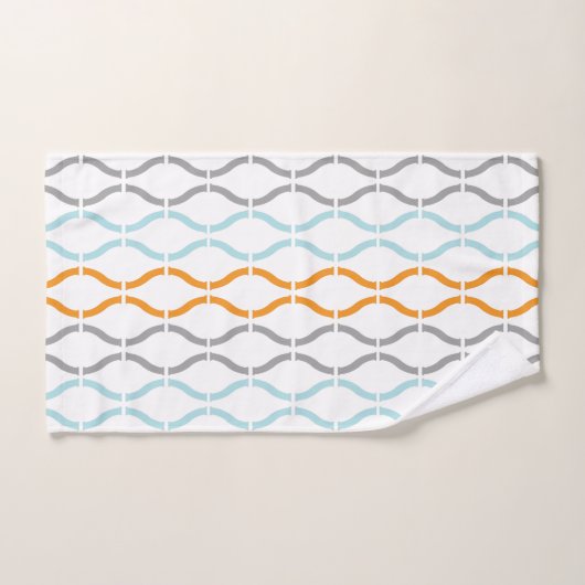 Bleu, gris et orange, rayures funèbres motif (Serviette à main)