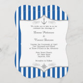 Bleu gris Faire-part de mariage marine (Devant / Derrière)