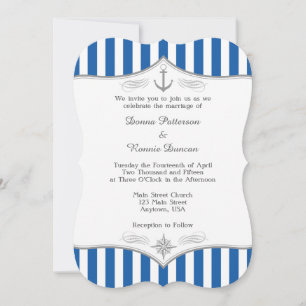 Bleu gris Faire-part de mariage marine