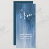 Bleu gris moderne art moderne mariage menu rack pa (Devant / Derrière)