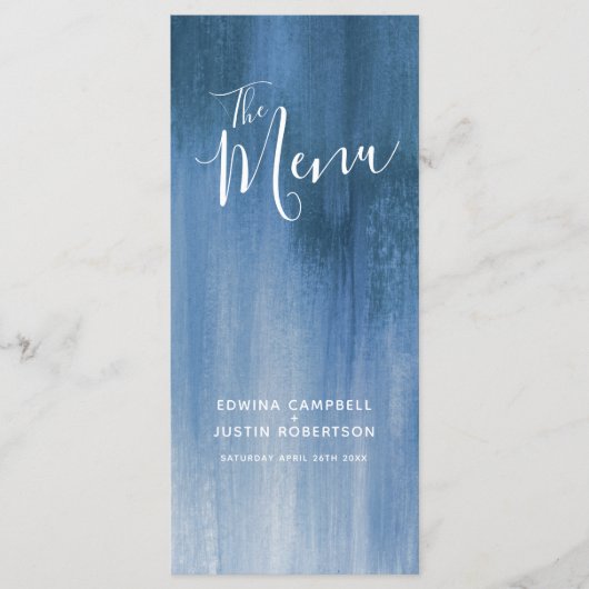 Bleu gris moderne art moderne mariage menu rack pa (Devant)
