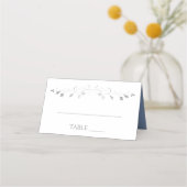 Bleu & Gris Simple Élégant Mariage Cartes de lieu (Devant)