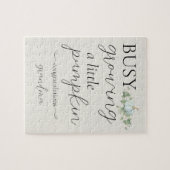 Bleu Grossesse Faire-part Petit Citrouille Puzzle (Horizontal)