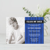 Bleu Grunge - Faire-part de graduation photo (Debout devant)