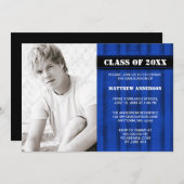 Bleu Grunge - Faire-part de graduation photo (Devant / Derrière)