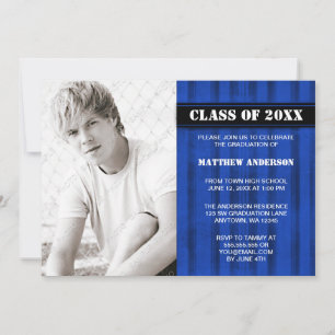 Bleu Grunge - Faire-part de graduation photo