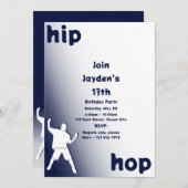 Bleu Hip-Hop Dance 13e anniversaire Invitation (Devant / Derrière)