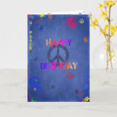 Bleu hippie de carte d'anniversaire de hippie (Fleur jaune)