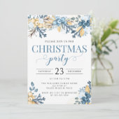 Bleu hiver baies de Noël invitation (Debout devant)