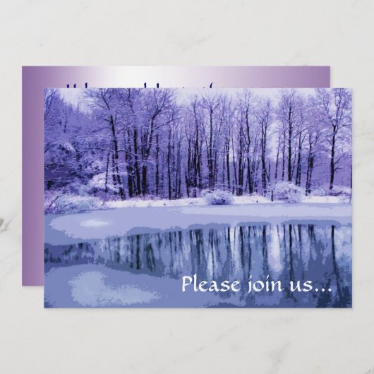 Bleu Hiver Étang Fête de Noël Invitation (Devant / Derrière)