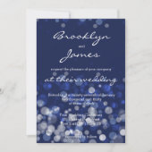 Bleu hiver Thème mariage Invitations Bokeh (Devant)