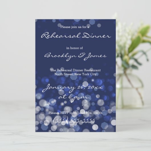 Bleu hiver Thème Mariage Répétition Invitations (Debout devant)