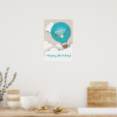 Bleu Hot Air Balloon Affiche d'anniversaire (Cuisine)