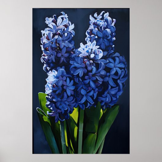 Bleu Hyacinth Flower Art Imprimer Poster (Devant)