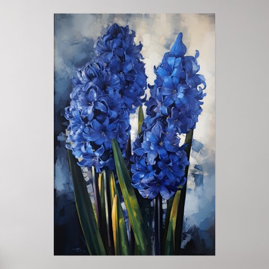 Bleu Hyacinth Flower Art Imprimer Poster (Devant)