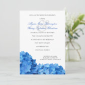 Bleu Hydrangea Bordure Faire-part de mariage impri (Debout devant)