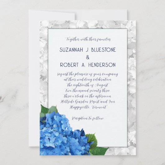 Bleu Hydrangea Faire-part de mariage en calque enc (Devant)