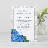Bleu Hydrangea Faire-part de mariage en calque enc (Debout devant)