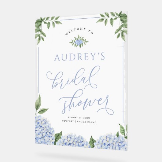 Bleu Hydrangea Fleur Douche personnalisée Peint (Angle)