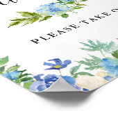 Bleu Hydrangea Floral Wedding Favor Poster des sig (Coin)