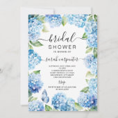Bleu Hydrangea Invitation à la douche nuptiale (Devant)