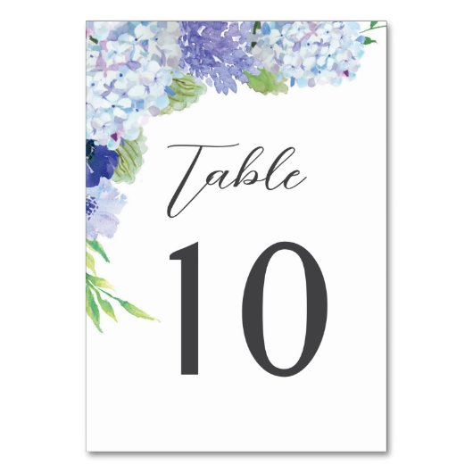 Bleu Hydrangea Noces Numéro de table de réception (Dos)