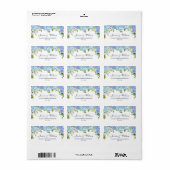 Bleu Hydrangea Verdure Floral Étiquette de adresse (Feuille entière)