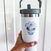 Bleu Hydrangeas en Chinoiserie Pot Vinyl Sticker