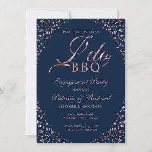 Bleu I DO BBQ Engagement Party Invitation