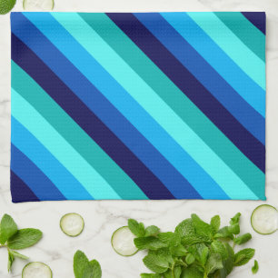 Bleu Icy Rayures Turquoises Serviette de cuisine