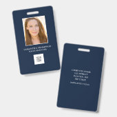Bleu - ID photo de l'employé - Logo Badge (Recto et verso)
