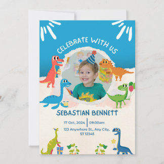 Bleu Illustration Invitation d'anniversaire