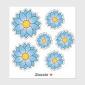 Bleu illustré Sticker à plusieurs tailles (Feuille)