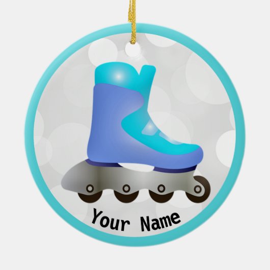 Bleu Inline Skate Design Ornement en céramique (Dos)