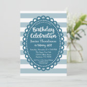 Bleu Invitation Anniversaire Cute Large Bande Adul (Debout devant)