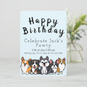 Bleu - Invitation de chiots de dessin animé pour u (Debout devant)