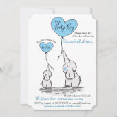Bleu, invitation grise blanche de baby shower (Devant)