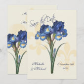 Bleu Iris Fleur de Lis Carte de Pré-annonce (Devant / Derrière)