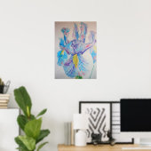 Bleu Iris Irises Floral Fleurs Aquarelle Poster (Bureau à domicile)
