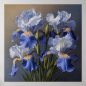 Bleu Irises Fleur Art Imprimer Poster (Devant)