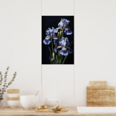 Bleu Irises Fleur Art Imprimer Poster (Cuisine)