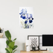 Bleu Irises Fleur Art Imprimer Poster (Bureau à domicile)