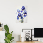 Bleu Irises Fleur Art Imprimer Poster (Bureau à domicile)