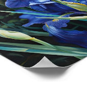 Bleu Irises Fleur Art Imprimer Poster (Coin)