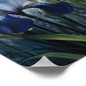 Bleu Irises Fleur Art Imprimer Poster (Coin)