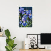 Bleu Irises Fleur Art Imprimer Poster (Bureau à domicile)
